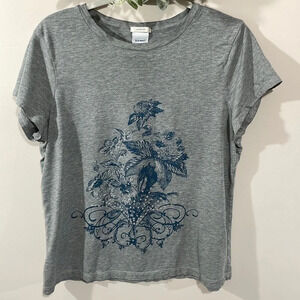🌸 Old Navy Perfect Fit Short Sleeve Top Floral Rhinestone Gray XL